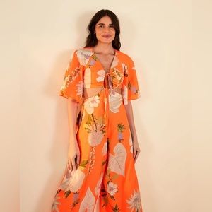 FARM Rio Brazil Neon Floral Heat Printed Jumpsuit